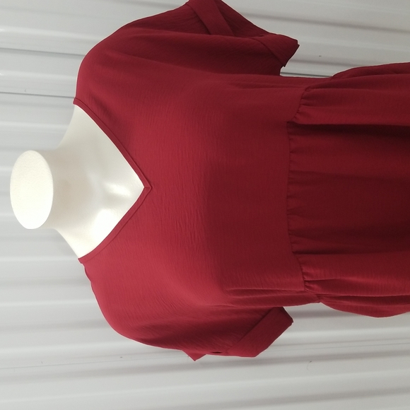 Brick Red Entro Vneck Tunic Peplum top - Picture 4 of 6